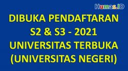Dibuka Pendaftaran S2 dan S3 di Universitas Terbuka (2021)
